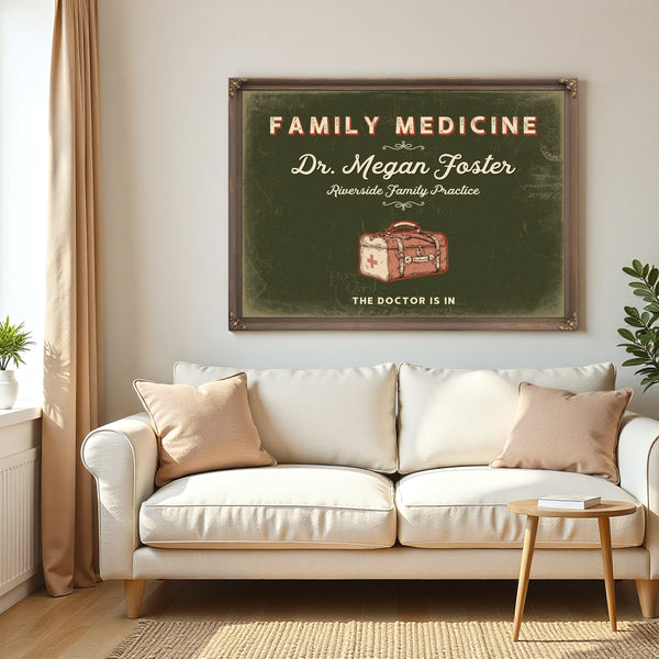 Personalized Family Medicine Sign, The Doctor Is In, Olive & Brick, image 5