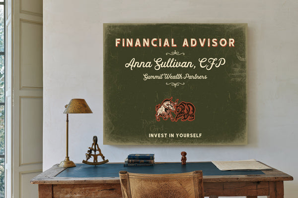 Personalized Financial Advisor Sign, Invest in Yourself, Olive & Brick, image 2