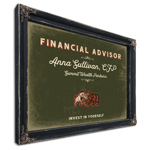 Personalized Financial Advisor Sign, Invest in Yourself, Olive & Brick, image 1