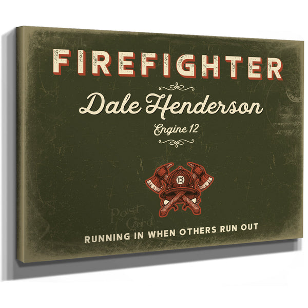 Personalized Firefighter Sign, Running In When Others Run Out, Olive & Brick, image 8