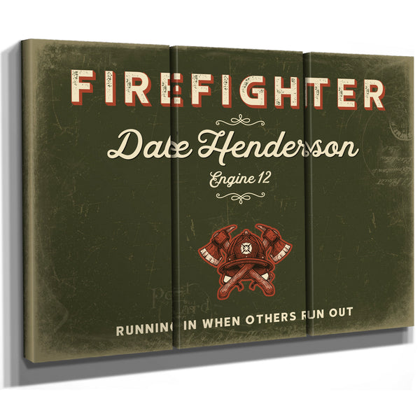 Personalized Firefighter Sign, Running In When Others Run Out, Olive & Brick, image 14