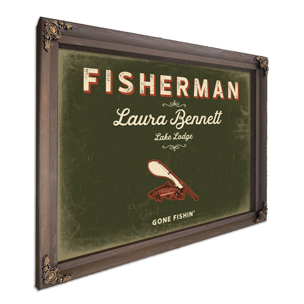 Personalized Fisherman Sign, Gone Fishin', Olive & Brick, image 7