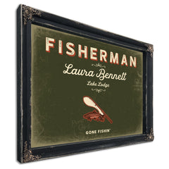 Personalized Fisherman Sign, Gone Fishin', Olive & Brick, image 1
