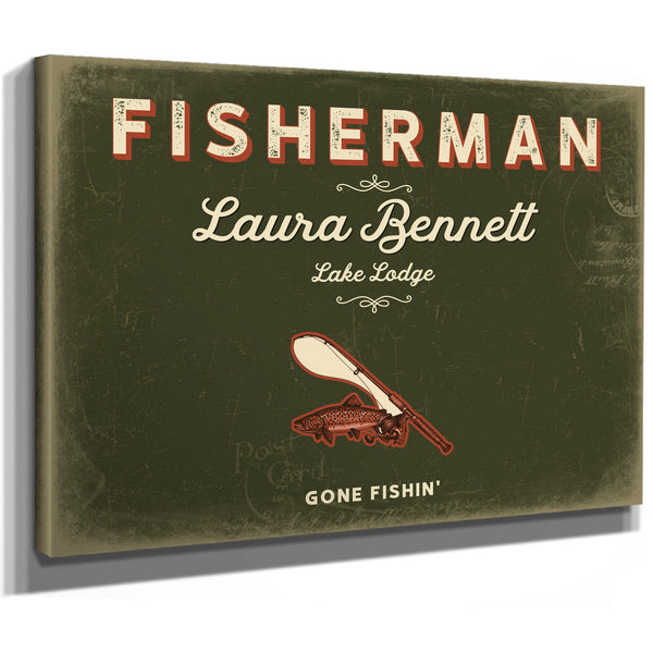 Personalized Fisherman Sign, Gone Fishin', Olive & Brick, image 8