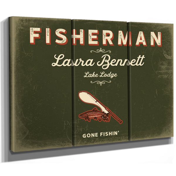 Personalized Fisherman Sign, Gone Fishin', Olive & Brick, image 14