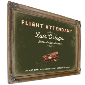 Personalized Flight Attendant Sign, Do Not Make Me Use My Flight Attendant Voice, Olive & Brick, image 6