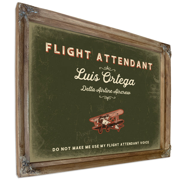Personalized Flight Attendant Sign, Do Not Make Me Use My Flight Attendant Voice, Olive & Brick, image 6