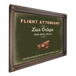 Personalized Flight Attendant Sign, Do Not Make Me Use My Flight Attendant Voice, Olive & Brick, image 7
