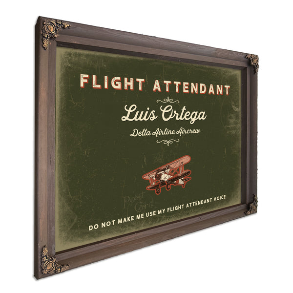 Personalized Flight Attendant Sign, Do Not Make Me Use My Flight Attendant Voice, Olive & Brick, image 7