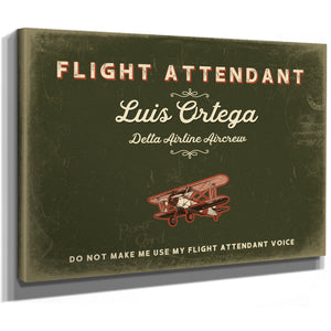 Personalized Flight Attendant Sign, Do Not Make Me Use My Flight Attendant Voice, Olive & Brick, image 8