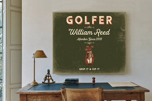 Personalized Golfer Sign, Grip It & Sip It, Olive & Brick, image 2