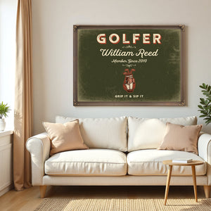 Personalized Golfer Sign, Grip It & Sip It, Olive & Brick, image 5