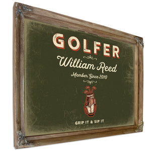 Personalized Golfer Sign, Grip It & Sip It, Olive & Brick, image 6