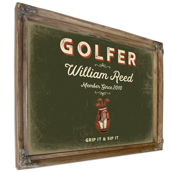 Personalized Golfer Sign, Grip It & Sip It, Olive & Brick, image 6