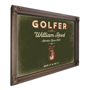 Personalized Golfer Sign, Grip It & Sip It, Olive & Brick, image 7