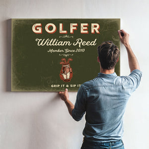 Personalized Golfer Sign, Grip It & Sip It, Olive & Brick, image 9