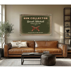 Personalized Gun Collector Sign, Collector of Fine History, Olive & Brick, image 3