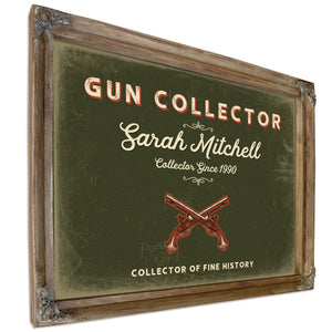 Personalized Gun Collector Sign, Collector of Fine History, Olive & Brick, image 6