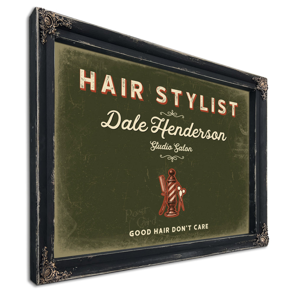 Personalized Hair Stylist Sign, Good Hair Don't Care, Olive & Brick, image 1