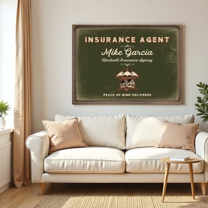Personalized Insurance Agent Sign, Peace of Mind Delivered, Olive & Brick, image 5