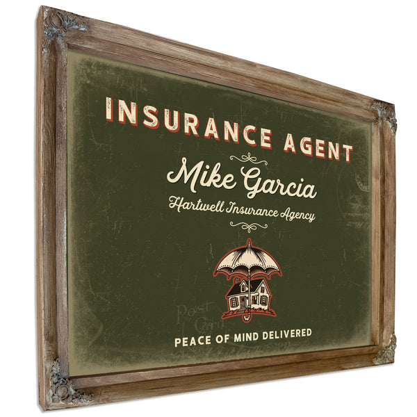 Personalized Insurance Agent Sign, Peace of Mind Delivered, Olive & Brick, image 6