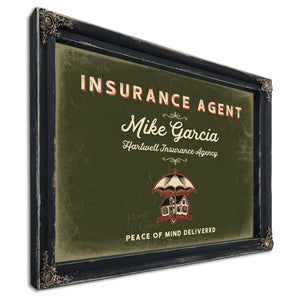 Personalized Insurance Agent Sign, Peace of Mind Delivered, Olive & Brick, image 1
