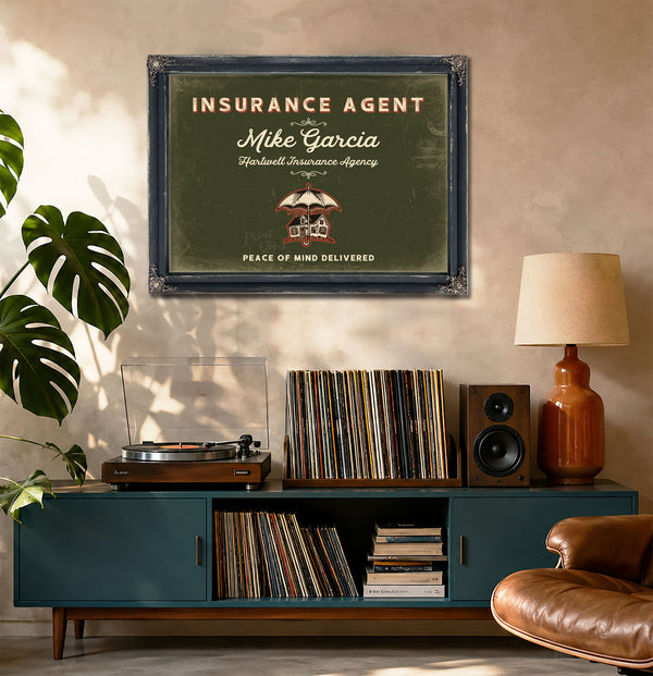 Personalized Insurance Agent Sign, Peace of Mind Delivered, Olive & Brick, image 20