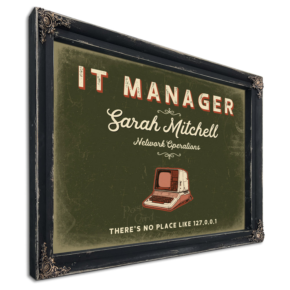 Personalized IT Manager Sign, There's No Place Like 127.0.0.1, Olive & Brick, image 1