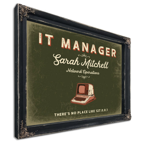 Personalized IT Manager Sign, There's No Place Like 127.0.0.1, Olive & Brick, image 1