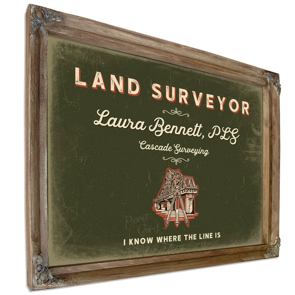 Personalized Land Surveyor Sign, I Know Where the Line Is, Olive & Brick, image 6