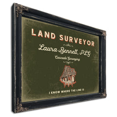 Personalized Land Surveyor Sign, I Know Where the Line Is, Olive & Brick, image 1
