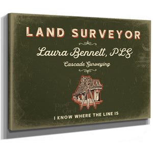 Personalized Land Surveyor Sign, I Know Where the Line Is, Olive & Brick, image 8