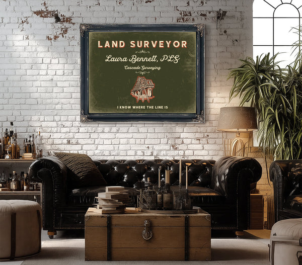 Personalized Land Surveyor Sign, I Know Where the Line Is, Olive & Brick, image 18