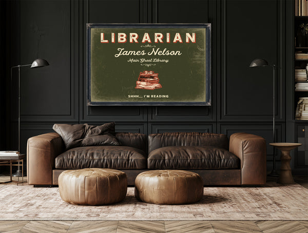 Personalized Librarian Sign, Shhh... I'm Reading, Olive & Brick, image 17