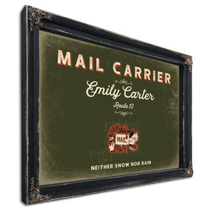 Personalized Mail Carrier Sign, Neither Snow Nor Rain, Olive & Brick, image 1
