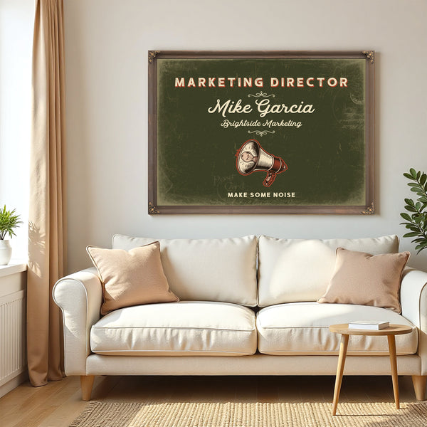Personalized Marketing Director Sign, Make Some Noise, Olive & Brick, image 5