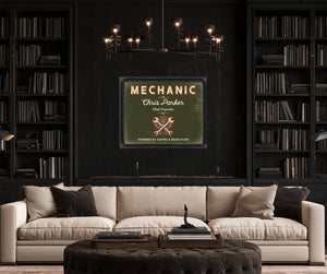 Personalized Mechanic Sign, Powered by Coffee & Brake Fluid, Olive & Brick, image 16