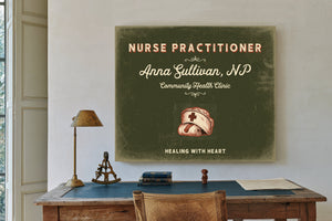 Personalized Nurse Practitioner Sign, Healing With Heart, Olive & Brick, image 2