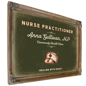 Personalized Nurse Practitioner Sign, Healing With Heart, Olive & Brick, image 6