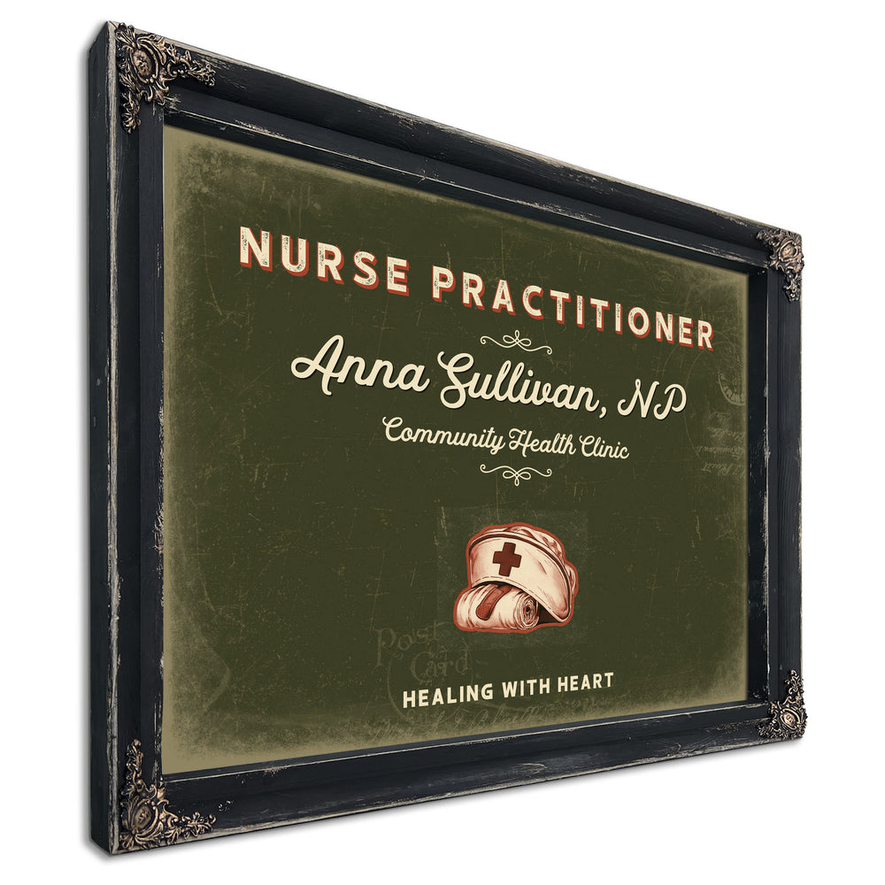 Personalized Nurse Practitioner Sign, Healing With Heart, Olive & Brick, image 1