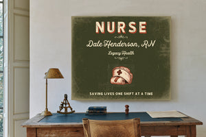 Personalized Nurse Sign, Saving Lives One Shift at a Time, Olive & Brick, image 2