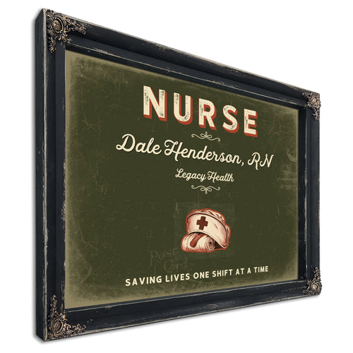 Personalized Nurse Sign, Saving Lives One Shift at a Time, Olive & Brick, image 1
