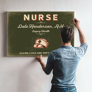 Personalized Nurse Sign, Saving Lives One Shift at a Time, Olive & Brick, image 9