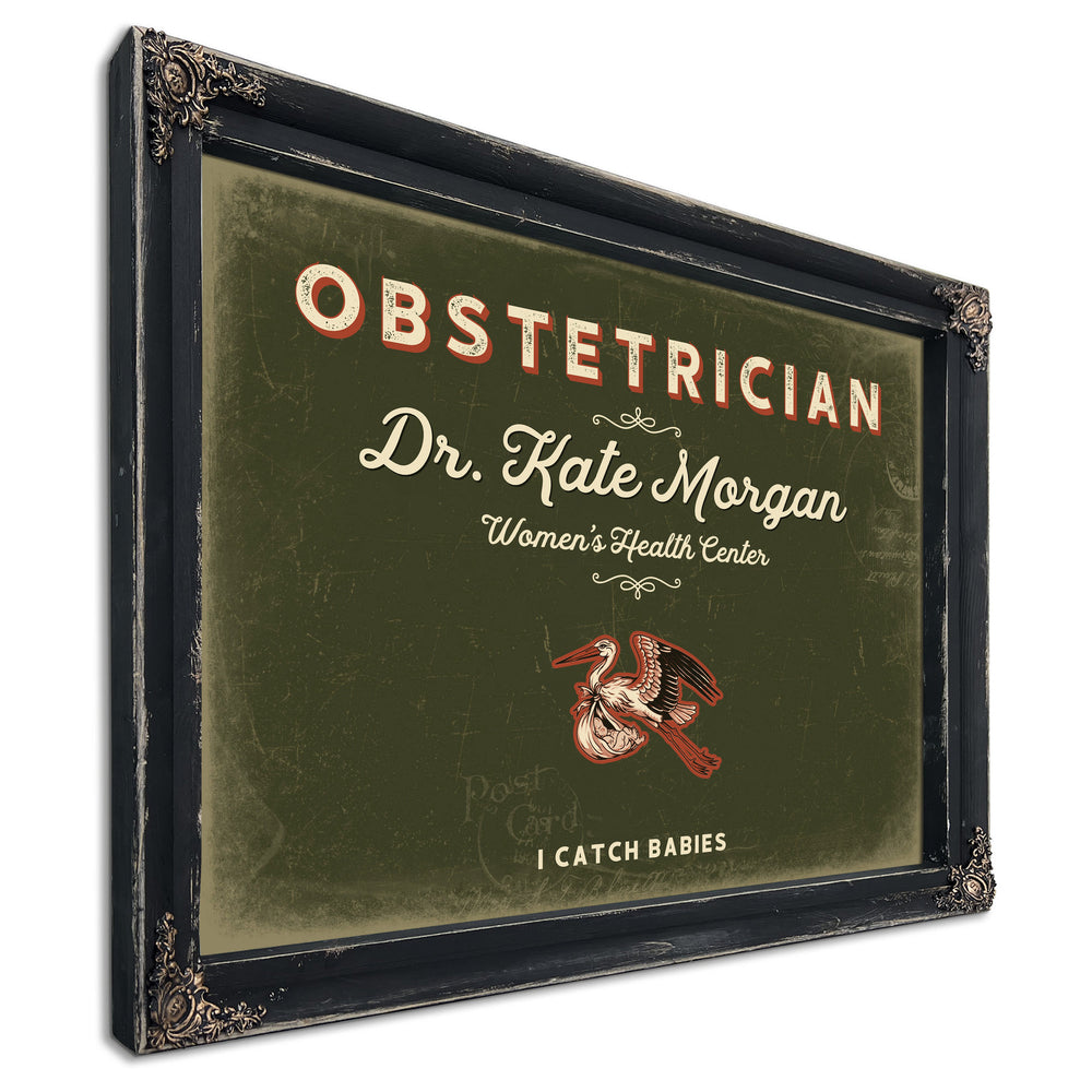 Personalized Obstetrician Sign, I Catch Babies, Olive & Brick, image 1