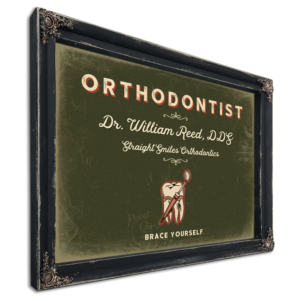 Personalized Orthodontist Sign, Brace Yourself, Olive & Brick, image 1