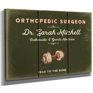Personalized Orthopedic Surgeon Sign, Bad to the Bone, Olive & Brick, image 14