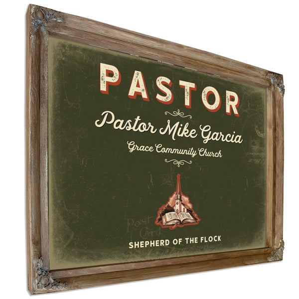 Personalized Pastor Sign, Shepherd of the Flock, Olive & Brick, image 6