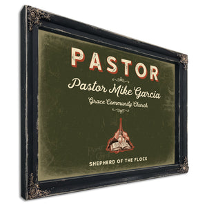 Personalized Pastor Sign, Shepherd of the Flock, Olive & Brick, image 1