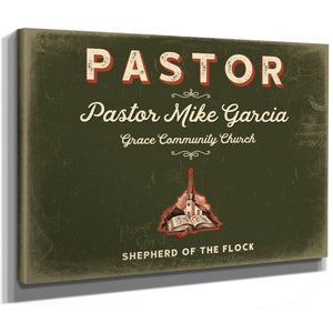 Personalized Pastor Sign, Shepherd of the Flock, Olive & Brick, image 8