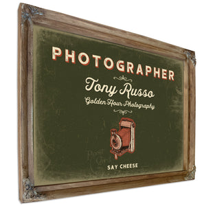 Personalized Photographer Sign, Say Cheese, Olive & Brick, image 6